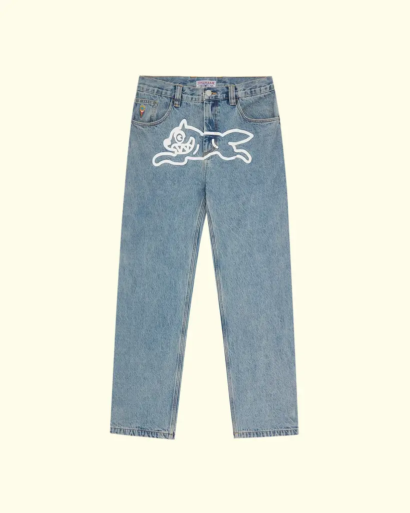 ICECREAM - VINTAGE WASH BLUE CHECK LINED DOUBLE SCOOP DENIM PANT