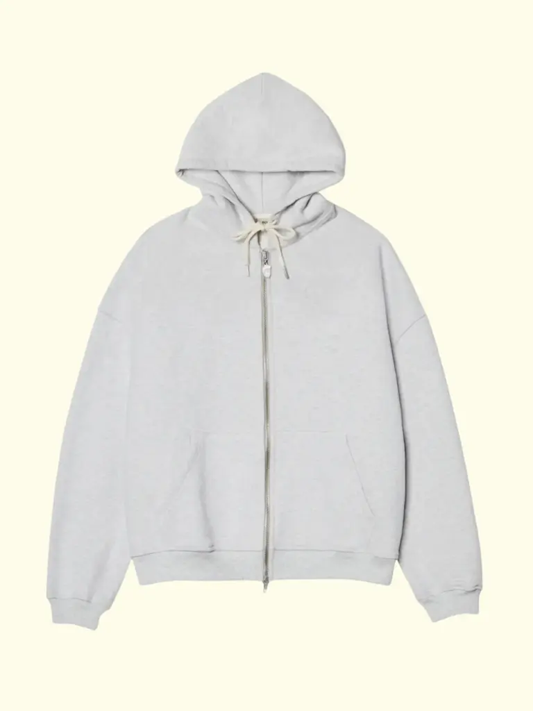 POMPEII - LIGHT GREY MÉLANGE ZIPPED HOODIE (S)