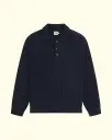 BOUND - WOOL BUTTON POLO - OCEAN NAVY