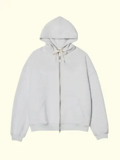 [PMP-HOD-AW25-001] POMPEII - LIGHT GREY MÉLANGE ZIPPED HOODIE