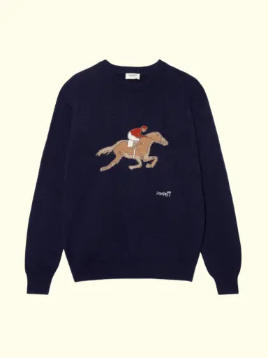 [PMP-KNT-AW25-002] POMPEII - EQUESTRIAN NAVY KNIT SWEATER