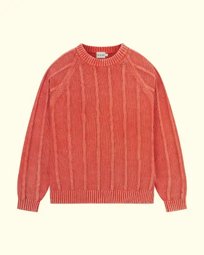 [BND-KNT-AW25-001] BOUND - MELVIN WASHED SWEATER - BRIGHT
ORANGE