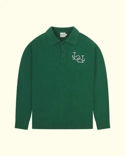 [BND-KNT-AW25-002] BOUND - TEXTURED POLO SWEATER - HUNTER
GREEN