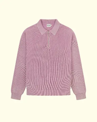[BND-KNT-AW25-005] BOUND - ROSE PINK ACID WASH HALF ZIP KNIT
PULLOVER